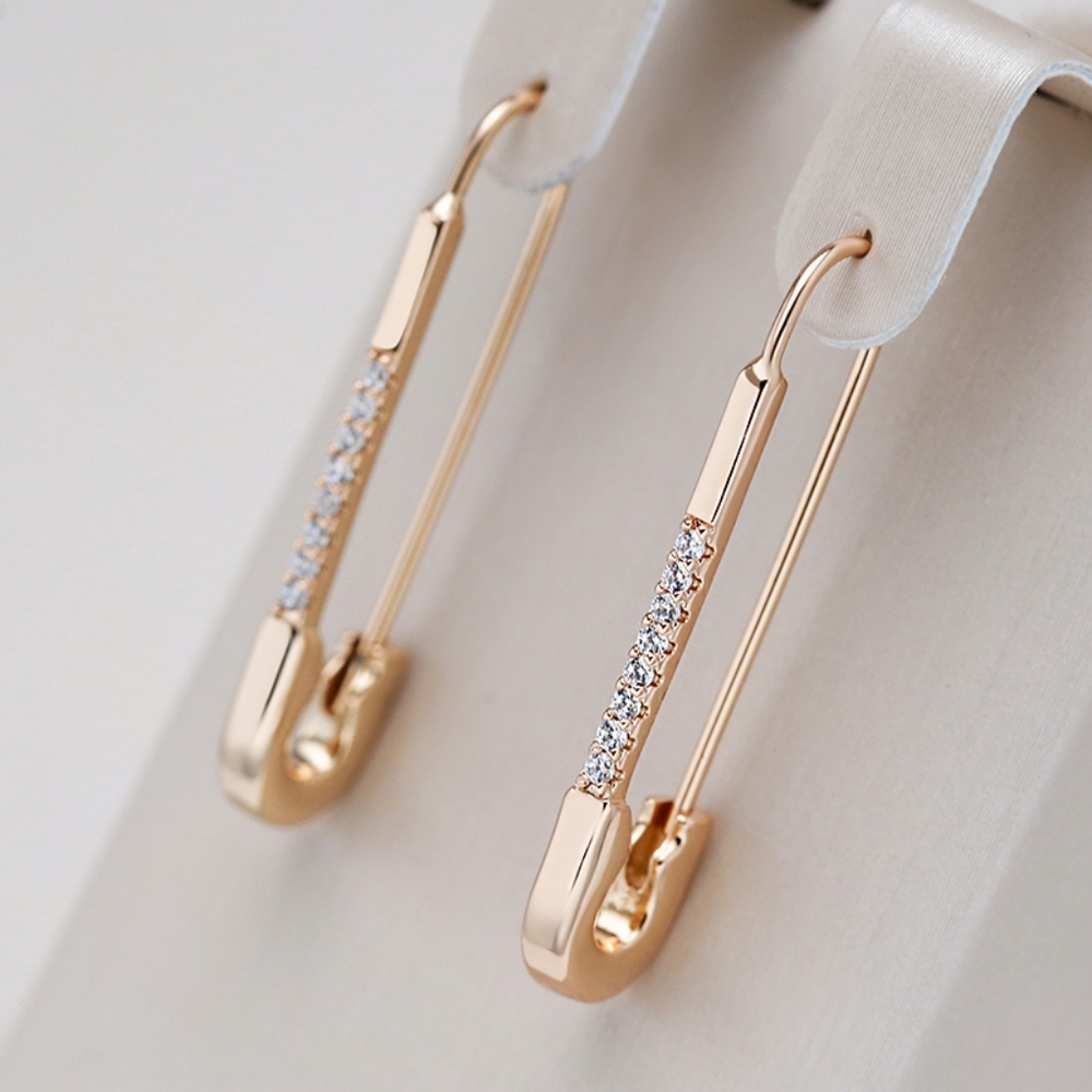 Rose gold paper clip diamond earrings - Picture 1 of 8